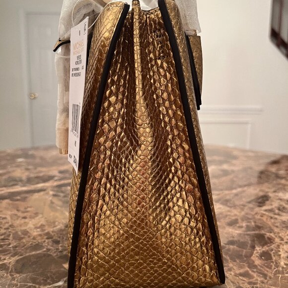 NWT Michael Michael Kors Gold Mercer Studio Leather Crossbody & Top Handle Bag - Picture 5 of 16